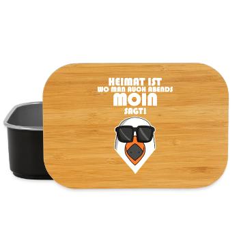 Plattdeutsch Spruch Moin Möwe Nordsee - Lunch Box - Schwarz - Vorne