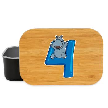 4 ans - 4ème anniversaire avec motif animal - Boîte à goûter - noir - Devant