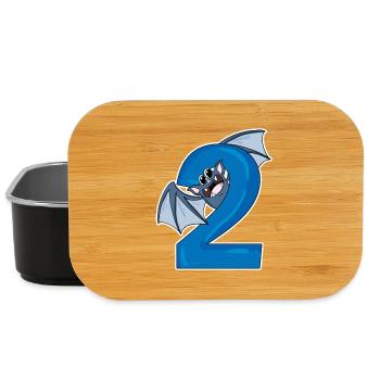 2 Jahre alt - 2. Geburtstag mit Tier Motiv - Lunch Box - Schwarz - Vorne