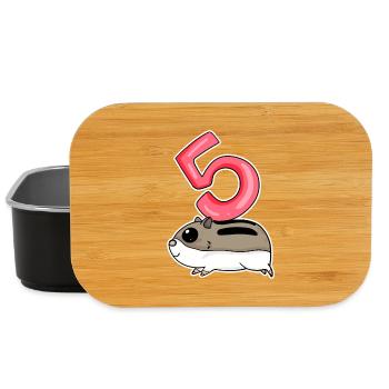 5 ans - 5ème anniversaire avec motif animal - Boîte à goûter - noir - Devant