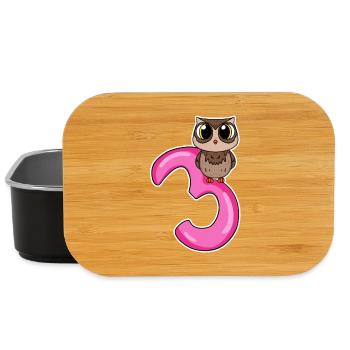 3 Jahre alt - 3. Geburtstag mit Tier Motiv - Lunch Box - Schwarz - Vorne