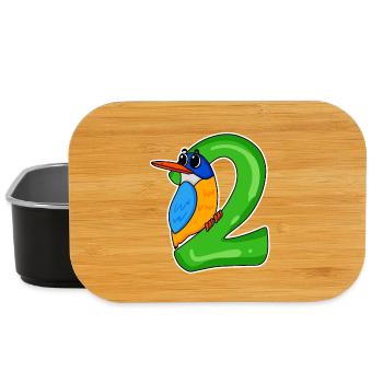 2 Jahre alt - 2. Geburtstag mit Tier Motiv - Lunch Box - Schwarz - Vorne