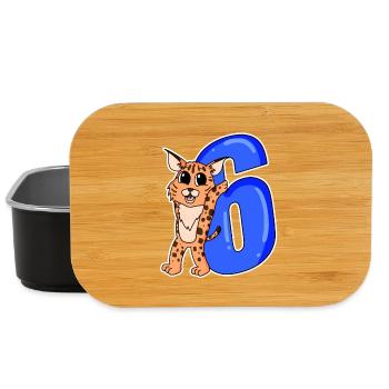 6 ans - 6ème anniversaire avec motif animal - Boîte à goûter - noir - Devant