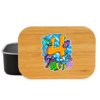 4 ans - 4ème anniversaire avec motif animal - Boîte à goûter - noir - Devant