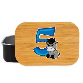 5 ans - 5ème anniversaire avec motif animal - Boîte à goûter - noir - Devant