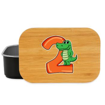 2 ans - 2ème anniversaire avec motif animal - Boîte à goûter - noir - Devant