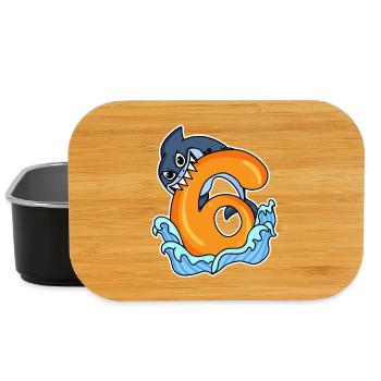 6 ans - 6ème anniversaire avec motif animal - requin - Boîte à goûter - noir - Devant