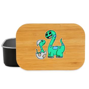 Dinosaur with Baby Dinosaur Family - Lunch Box - black - Front