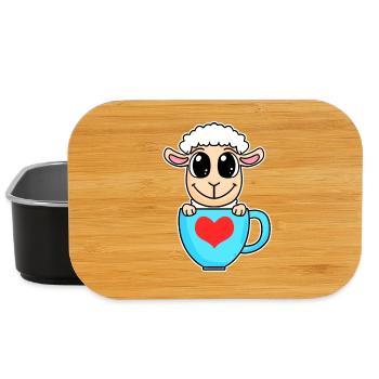 Schaf Herz Kaffee Liebe - Herz Motiv - Lunch Box - Schwarz - Vorne