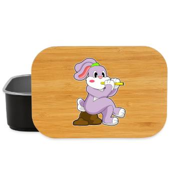 Hase Musiker Flöte Musik - Lunch Box - Schwarz - Vorne