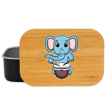 Elephant Drum Motif - Lunch Box - black - Front