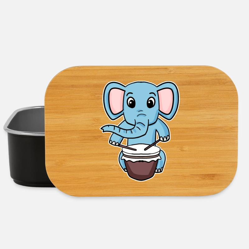 Elefant Trommel Motiv - Lunch Box - Schwarz