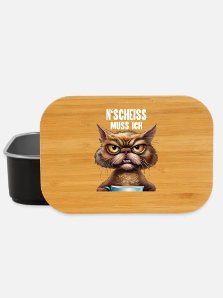 Katze Kaffee Lustige Sprüche - Lunch Box - Schwarz