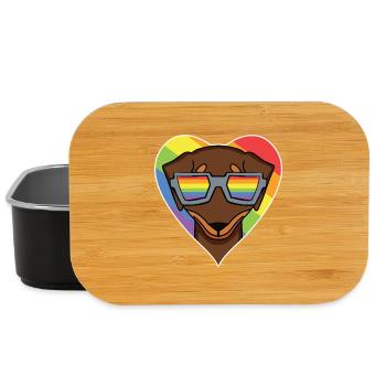 Rainbow - Dog with glasses - Dachshund - Lunch Box - black - Front