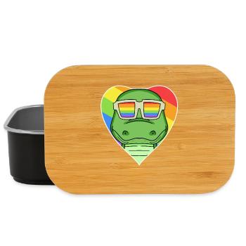 Arc-en-ciel - Crocodile avec lunettes - Boîte à goûter - noir - Devant