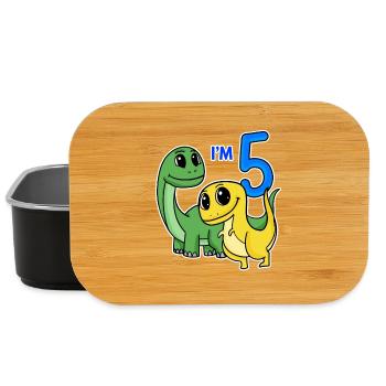 5 Jahre alt - 5. Geburtstag mit Tier Motiv - Dino - Lunch Box - Schwarz - Vorne