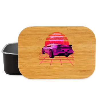 Retro Wave super voiture Sunset - Boîte à goûter - noir - Devant