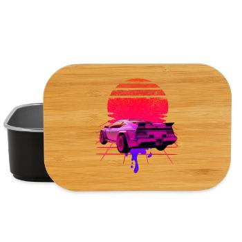 Retro Wave Supercar Sunset - Lunch Box - black - Front
