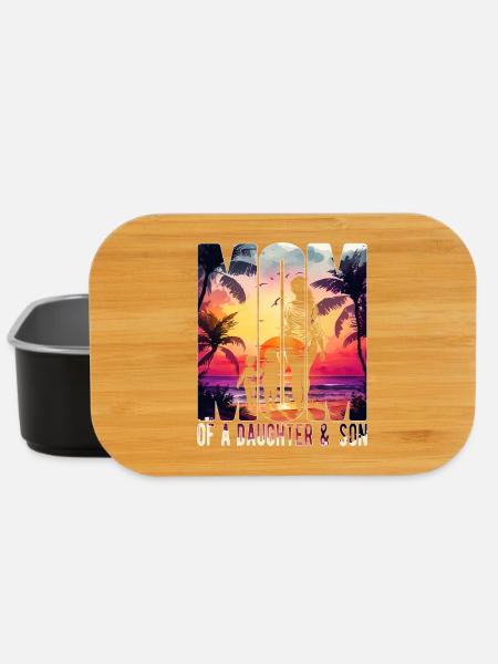 Mutter mit Tochter Sohn Muttertag Strand Mama Kind - Lunch Box - Schwarz