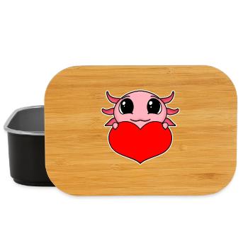 Axolotl Heart Love - Heart Motif - Lunch Box - black - Front