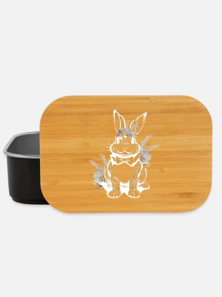 Osterhase Florales Kaninchen - Lunch Box - Schwarz