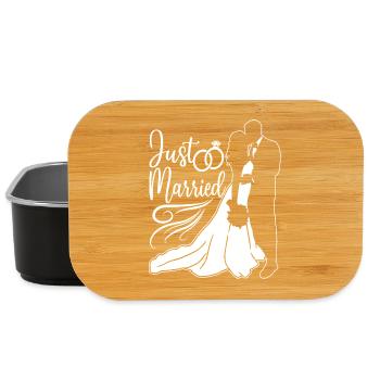 Couple juste marié Femme Mari - Boîte à goûter - noir - Devant
