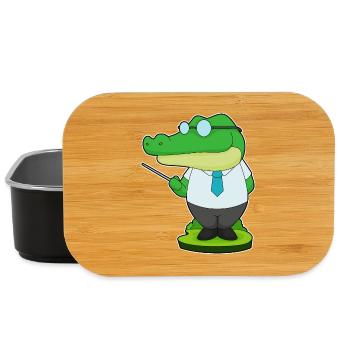 École du professeur de crocodile pointant des bâtons - Boîte à goûter - noir - Devant