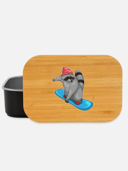 Waschbär Snowboarder Snowboard - Lunch Box - Schwarz