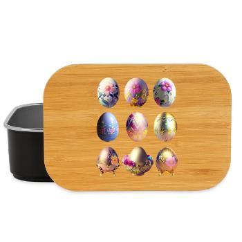 Ensemble d’autocollants colorés d’œufs de Pâques - Boîte à goûter - noir - Devant