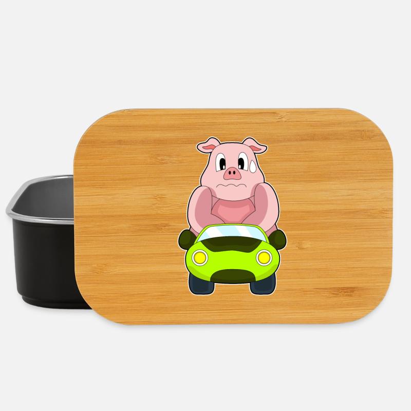 Schwein Auto - Lunch Box - Schwarz