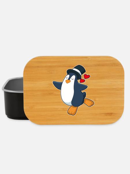 Pinguin Bräutigam Zylinder Hochzeit - Lunch Box - Schwarz