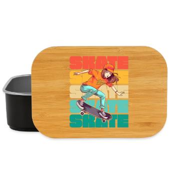 Skateboard Cool Skater Girl Colorful - Boîte à goûter - noir - Devant