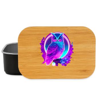 Eule Neon Moon Synthwave - Lunch Box - Schwarz - Vorne