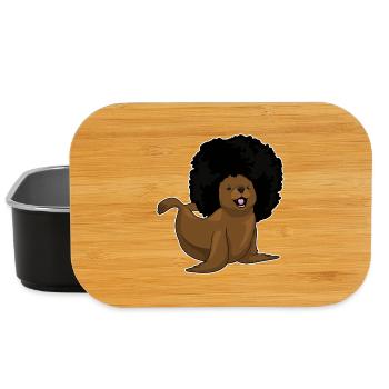 Seehund Afro Frisur - Lunch Box - Schwarz - Vorne