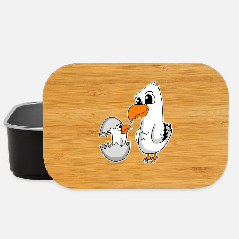 Möwe Familie - Möwe mit Baby - Lunch Box - Schwarz