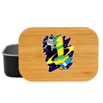 1 year old - Enrollment - Astronaut motif - Lunch Box - black - Front