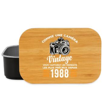 Caméra vintage 1988 cadeau anniversaire humour - Boîte à goûter - noir - Devant