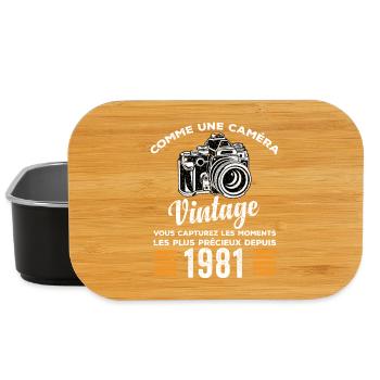 Caméra vintage 1981 cadeau anniversaire humour - Boîte à goûter - noir - Devant