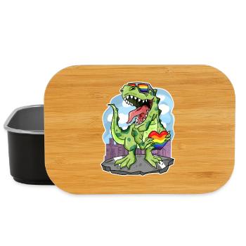 Dino Regenbogen Herz Dinosaurier - Lunch Box - Schwarz - Vorne