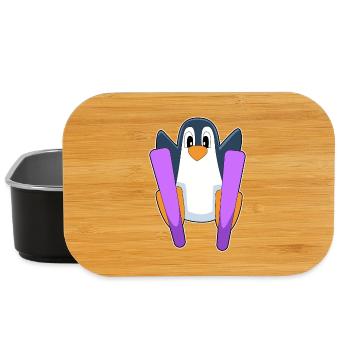 Penguin Skier Ski - Boîte à goûter - noir - Devant