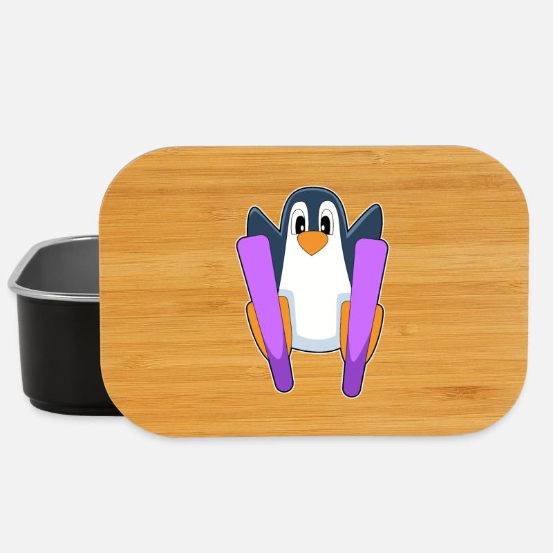 Pinguin Skifahrer Ski - Lunch Box - Schwarz