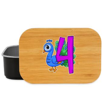 4 birthday 4 years old with animal motif - four - Lunch Box - black - Front