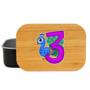 3 birthday 3 years old with animal motif - three - Lunch Box - black - Front