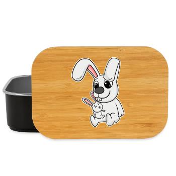 Rabbit Family - Rabbit with Baby - Lunch Box - black - Front