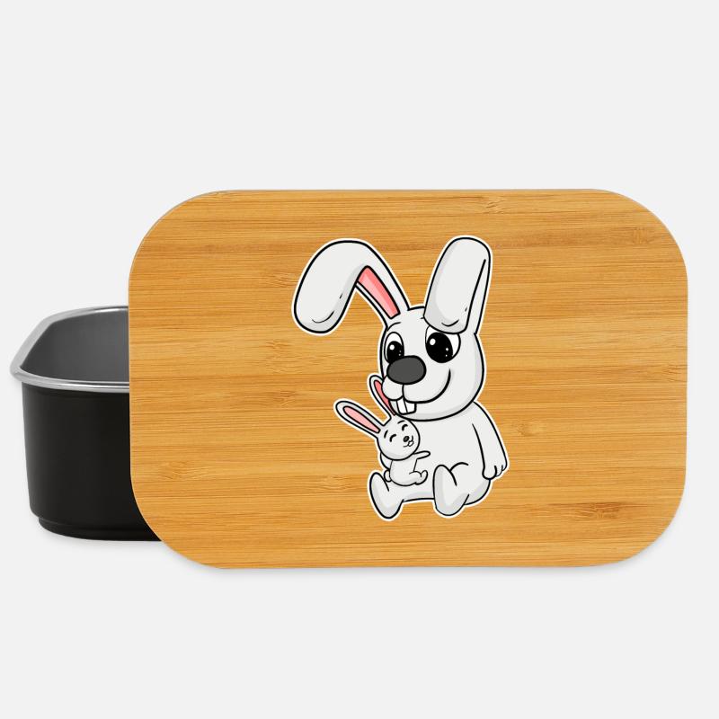 Rabbit Family - Rabbit with Baby - Lunch Box - black