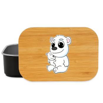 Polar Bear Family - Polar Bear with Baby - Polar Bear Motif - Lunch Box - black - Front