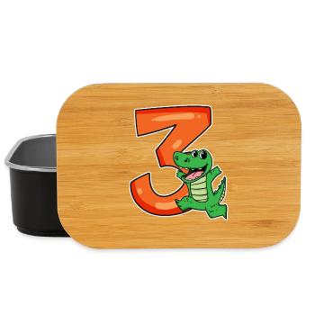3 birthday 3 years old with animal motif - three - Lunch Box - black - Front