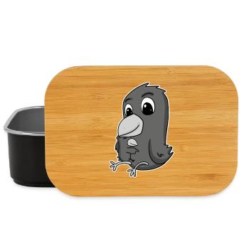 Famille Corbeau - Corbeau avec bébé - Motif Corbeau - Boîte à goûter - noir - Devant