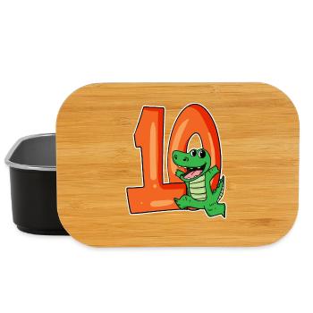 10 Geburtstag 10 Jahre alt mit Tier Motiv - zehn - Lunch Box - Schwarz - Vorne