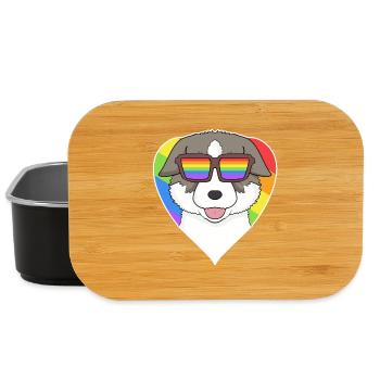 Rainbow - Dog Thai Bangkaew Dog with Glasses - Lunch Box - black - Front